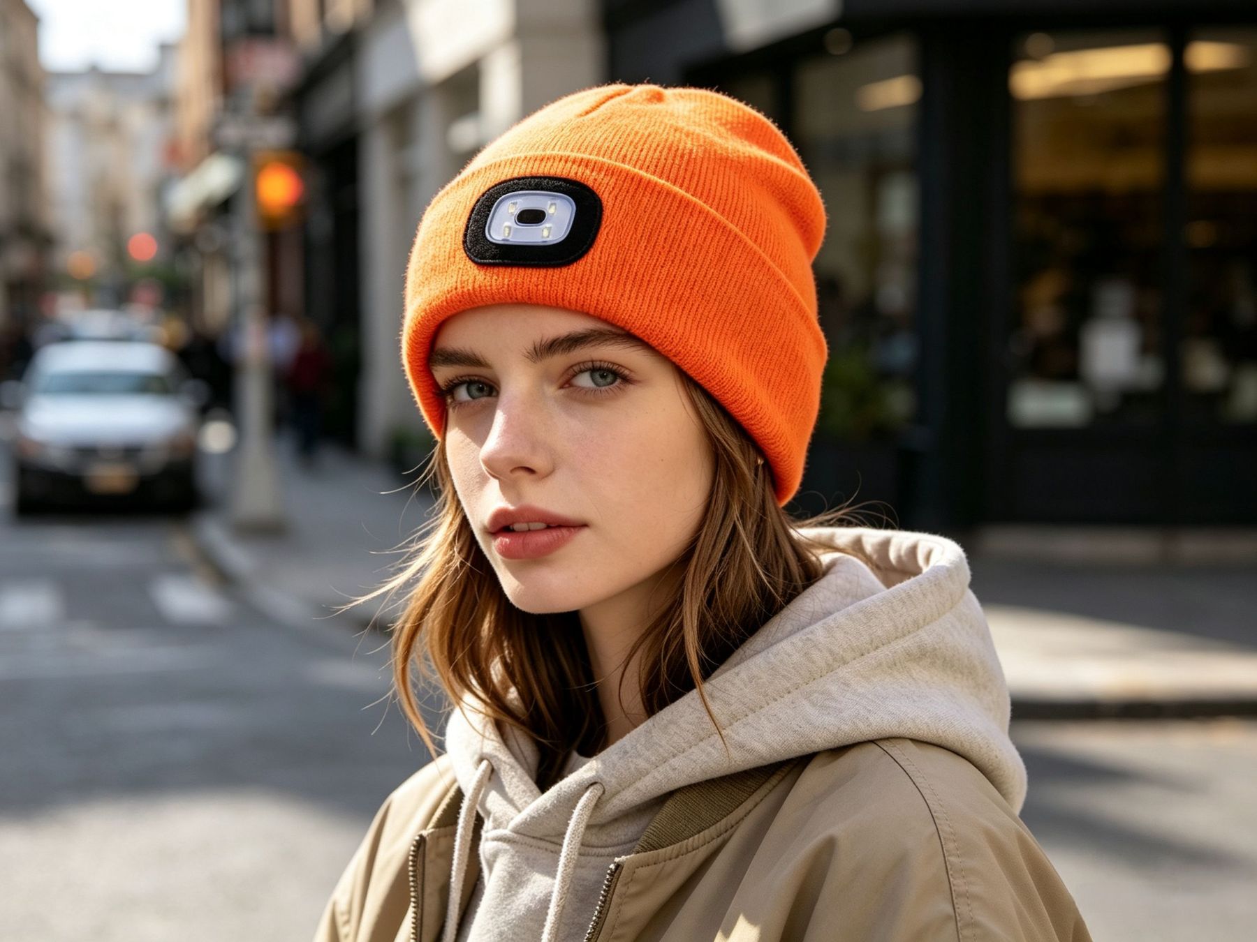 Orange LED Beanie